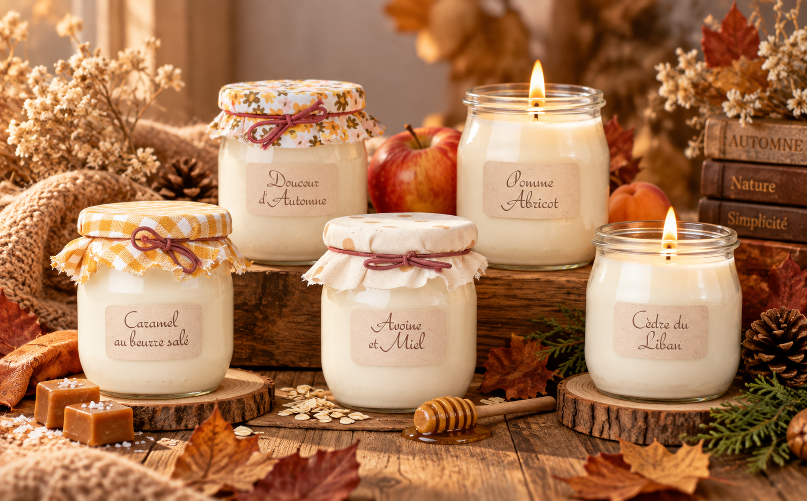 Bougie parfumée Douceur d&rsquo;Automne – pot de yaourt 100g
